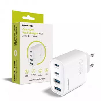 Mobile Origin 40W GaN-laddare PW22 2x USB-C + 2x USB-A
