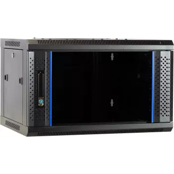 DSIT 6U väggmonterat serverchassi med glasdörr, 600 x 450 x 367 mm, svart, DS6406