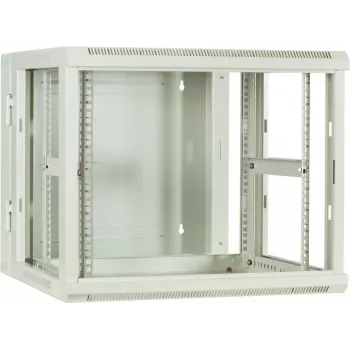DSIT 9U vändbart väggmonterat serverskåp med glasdörr, vit, 600x600x501 mm (DS6609W-DOUBLE)