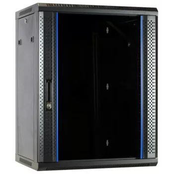 DSIT DS6615 15U väggmonterat serverskåp med glasdörr, 600x600x770 mm, svart