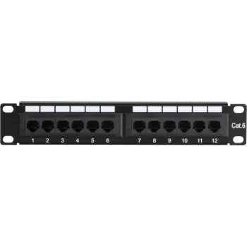 DSIT DS-10Patch6-12UTP 10 inch 12-port UTP CAT6 patchpanel, 1U rackmontering, svart
