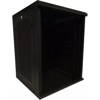 DSIT 15U 19 inch väggmonterat serverrackskåp med glasdörr och perforerade sidor 600x600x770 mm