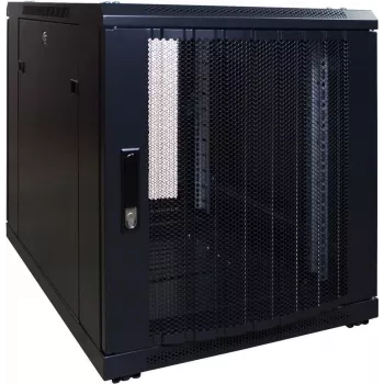 DSIT 12U fristående serverrackskåp, 600x600x720 mm, perforerad låsbar frontdörr, svart