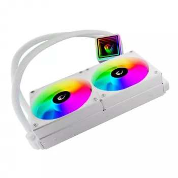Rampage INFINITE V240 vit 240 mm ARGB AIO vätskekylare för CPU med temperaturdisplay