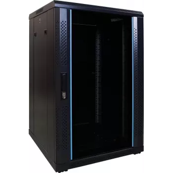 DSIT DS6618 18U 19 inch serverskåp med glasdörr, 600x600x1000 mm, svart