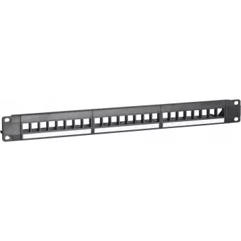 DSIT UTP keystone-patchpanel, 24 portar obestyckad, 1U 19 inch rackmontering, svart