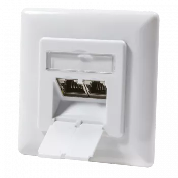 DSIT infälld Cat.6 skärmad dubbel RJ45-datauttag, vit