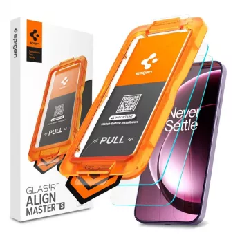 SPIGEN AlignMaster GLAS.tR Slim AC 2-pack härdat glas skärmskydd för OnePlus 15 – transparent