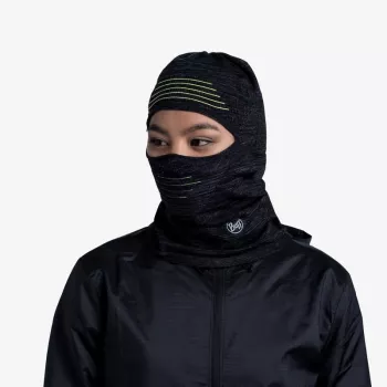 BUFF DryFlx Pro rånarluva – svart, sömlös 4-vägsstretch, termisk, reflekterande