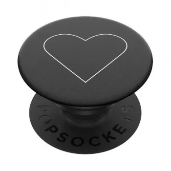 PopSockets PopGrip Standard - vitt hjärta på svart
