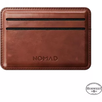 Nomad kortfodral Horween läder Olde Dublin - slimmat minimalistiskt RFID-blockerande läderkortfodral, mörkbrun