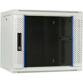 DSIT 9U väggmonterat serverskåp med glasdörr, vit, 600x450x500 mm