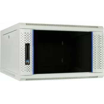 DSIT 6U väggmonterat serverskåp med glasdörr, vit, 600x600x368 mm