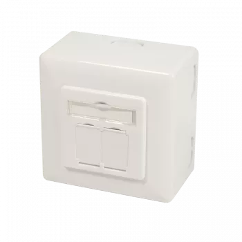 DSIT DC-Wall-Out-STP6-I utanpåliggande Cat. 6/Class E skärmad dual-RJ45-dosa, elfenben