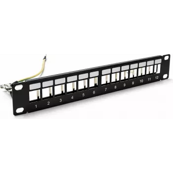 DSIT DS10-Patch-12STP 10-tums STP keystone-patchpanel, 12 portar, skärmad, 1U, svart