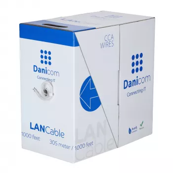 DSIT CAT6 S/FTP nätverksinstallationskabel med massiv ledare, 305 m, grå