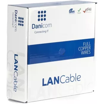 DSIT Danicom CAT7 S/FTP installationskabel 50 m massiv ledare LSZH Dca – 10 Gbit/s dubbelskärmad