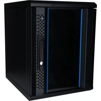 DSIT 9U 10 inch väggmonterat serverrack med glasdörr, 370x450x486 mm, svart