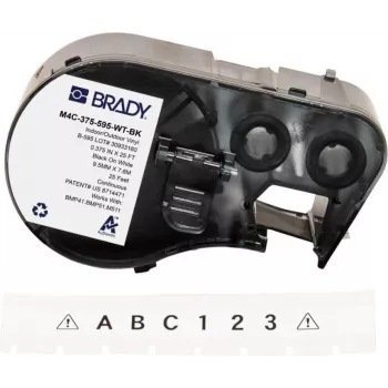 BRADY BMP41/BMP51/BMP53/M511 etikettkassett, PermaSleeve krympslang av polyolefin, 38,1 mm x 2,44 m, vit med svart tryck, 3:1 krympförhållande, B-427