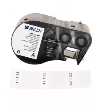 BRADY M4-143-417 självlaminerande vinyletikettkassett för BMP41/BMP51/BMP53/M511, 1,5 inch x 21', vit/transparent