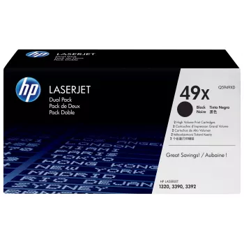 HP 49X High Yield svart tonerkassett dubbelpack (Q5949XD)