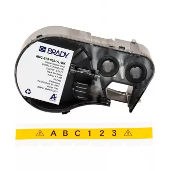 Brady M4C-375-595-YL-BK självlaminerande vinyletikett för BMP41/BMP51/BMP53/M511-skrivare, vit/transparent, 25,4 mm x 50,8 mm, 6,4 m rulle