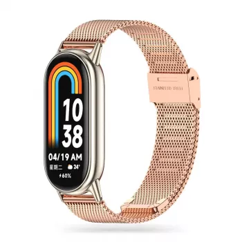 Tech-Protect MilaneseBand rostfritt stålarmband för Xiaomi Smart Band 8, roséguld