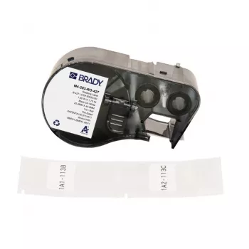 BRADY roterande självlaminerande etikettkassett för DYMO XTL – 24 mm x 4 m, svart på vit/klar, industripolyester