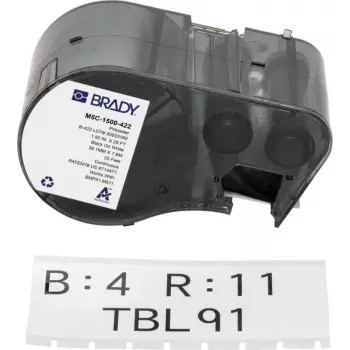 BRADY M5C-1500-422 ändlös etikettkassett för BMP51/BMP53/M511 – självlaminerande vinyl, 25,4 mm x 6,4 m, vit/translucent