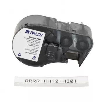 Brady M4C-250-7641 självlaminerande vinylkabelmärken för BMP51/BMP53, 38,1 mm x 19,05 mm, vit/transparent, 6,4 m rulle