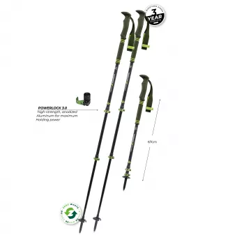 Komperdell Carbon Pro Zero vandringsstavar, grön