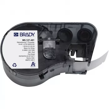 BRADY BMP51/BMP53/M511 självlaminerande vinyletikettkassett, vit/translucent, 25,4 mm x 25,4 mm, 250 etiketter
