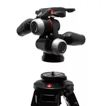 Manfrotto MHXPRO-3WX 3-vägs huvud med infällbara handtag, aluminium, 8 kg lastkapacitet, snabbplatta 200PL-14, svart