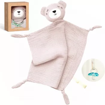 Momcozy bomullskrambjörn gosedjur för bebisar, rosa