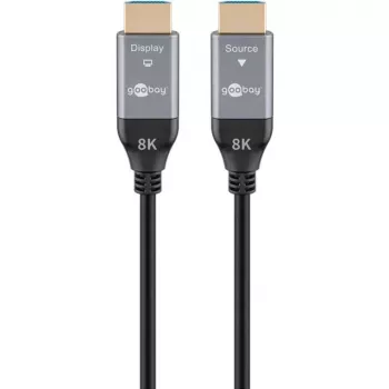 GOOBAY optisk hybrid ultra high-speed HDMI-kabel (AOC) 8K / 60Hz – 20 m, 48 Gbit/s, svart/grå