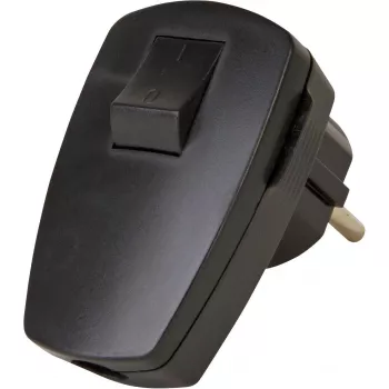 Kopp plast säkerhetskontakt med vippströmbrytare, svart, 16 A, 250 V, 3 x 1,5 mm²
