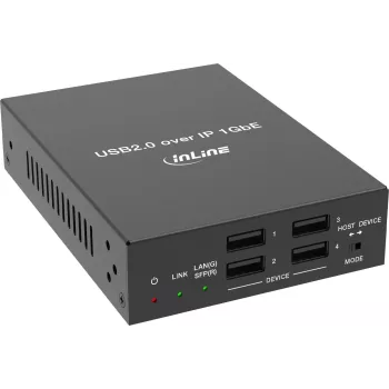 InLine® USB 2.0 host/device-förlängare över IP, enkel enhet, RJ45 / SFP