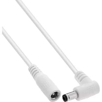InLine® DC-förlängningskabel, vinkelkontakt, 5,5 x 2,5 mm, vit, 2 m