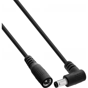 InLine® DC-förlängningskabel, vinkelkontakt, 5,5 x 2,1 mm, svart, 5 m