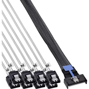 INLINE MCIO x8 Breakout Cable to 8x SATA, 0.5 m