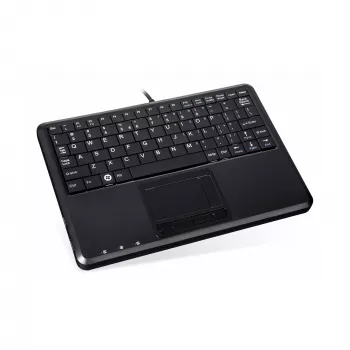 Perixx PERIBOARD-510 H PLUS UK mini-USB-tangentbord med pekplatta och 2-portars USB-hubb, svart