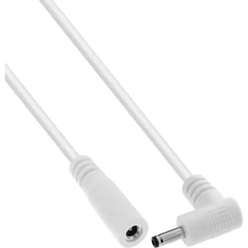 InLine® DC-förlängningskabel, vinkelkontakt, 3,5 x 1,35 mm, vit, 5 m