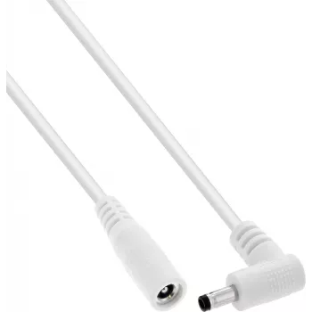 InLine® DC-förlängningskabel, vinkelkontakt, 4,0 x 1,7 mm, vit, 2 m