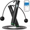 RENPHO smart hopprep 2-i-1 R-Q008, Bluetooth 5.0, trådlöst & med rep-lägen, LED-display, justerbar längd, USB-C-laddning, svart