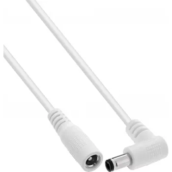 InLine® DC-förlängningskabel, vinkelkontakt, 5,5 x 2,1 mm, vit, 5 m
