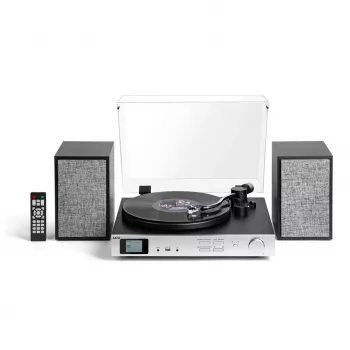 AKAI ATT-500SP skivspelare med remdrift, externa högtalare, Bluetooth, USB-inspelning, svart