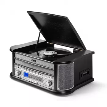 AKAI ATT-350CC skivspelare med CD, kassett, USB-inspelning och AM/FM-radio