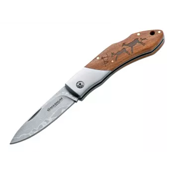 Boker Magnum Caveman Damascus Folding Knife 01RY818DAM