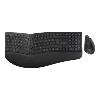 Perixx PERIDUO-614 DE trådlöst ergonomiskt tangentbords- och musset, delat tangentbord, vertikal mus, 2,4 GHz, svart (tyskt layout)