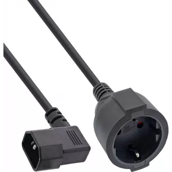 InLine® nätkabeladapter IEC C14 till Schuko-uttag, 2 m, svart